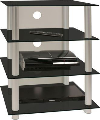 ebuy24 Ebuy24 - Muebles Vcm Hifi Estanter&iacute;a Phono Rack Cabinet Alu Column Glass Flooring Dimensiones Al. 70 X An. 59 X T. 49 Cm Phono Mediaregal - Blados (vi