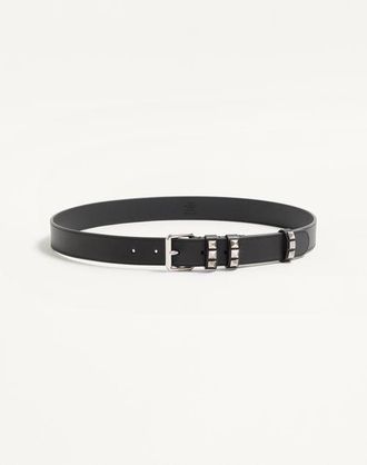 Valentino Garavani Valentino Garavani Flaneuse Belt in Shiny Calfskin 30 mm Man BLACK 095