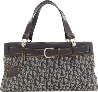 Dior Navy Canvas Leather Tote Bag (Pre-Owned)