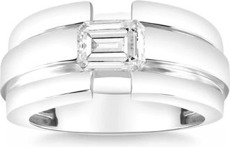 Pompeii3 Certified 2 1/2Ct Emerald Cut Solitaire Diamond Ring 10k Gold Lab Grown Mens