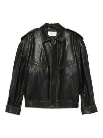 Saint Laurent leather zip-fastening jacket - men - Cupro/Cotton/Lambskin - 48 - Brown