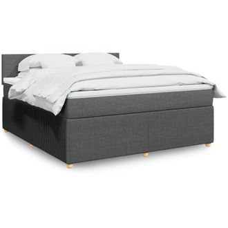 vidaXL Vidaxl - Cama Box Spring Con Colch&oacute;n Tela Gris Oscuro 180x200 Cm