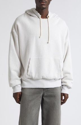 Golden Goose Gender Inclusive Relaxed Fit Distressed Cotton Fleece Hoodie in Vintage Gray Melange at Nordstrom, Size Xx-Large