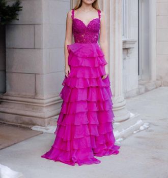 Sherri Hill Womens Prom Dress In Magenta