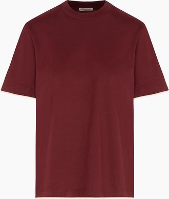 Moncler Womens Womens Cotton Trim T-Shirt Red - Size: 10/8