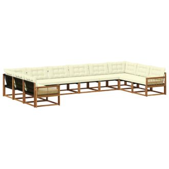 vidaXL Conjunto De Sof&aacute;s De Exterior Con Coj&iacute;n 10 Pcs Natural Y Crema Vidaxl