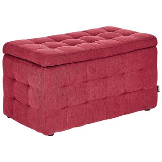 Beliani Beliani - Otomana Con Almacenaje Moderno Acolchado Banco De Dormitorio De Tela Rojo Michigan