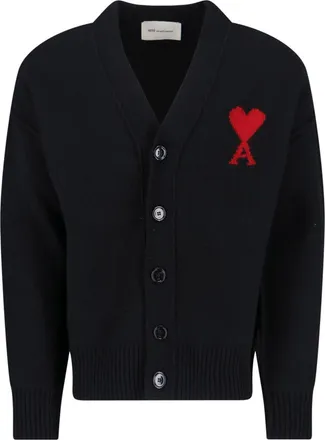 Ami Black Ami De Caur Wool Cardigan