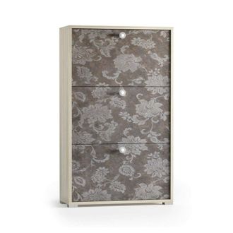 Dmora Zapatero Dlos, Mueble De Entrada Polivalente Con 3 Puertas Abatibles, Zapatero De Doble Profundidad, 100% Made In Italy, 67x28h112 Cm, Olmo Y Fantas&iacute;a