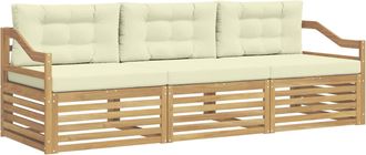vidaXL Conjunto De Sof&aacute;s De Exterior 3 Uds. Blanco Y Crema Poli&eacute;ster Vidaxl