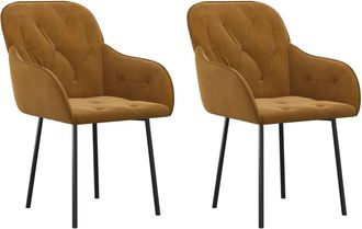 vidaXL Sillas De Comedor 2 Unidades Terciopelo Marr&oacute;n Vidaxl