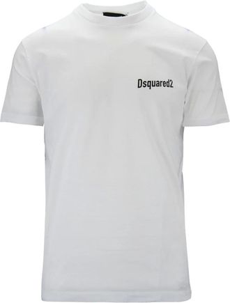 Dsquared2 Tops, Heren, Wit, S, Katoen, Graphic Print Katoenen T-Shirt