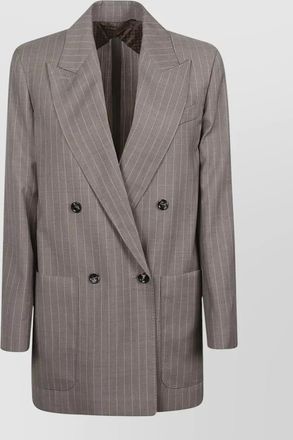 Max Mara pinstripe double breasted jacket notched lapels
