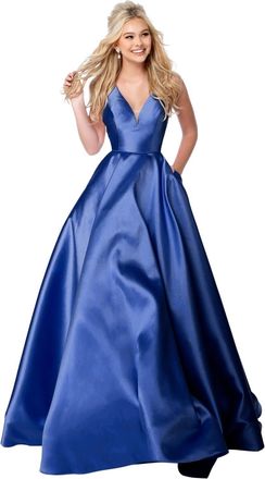 Sherri Hill V Neckline Gown In Royal