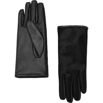 Mango Leather & Faux Fur Reversible Gloves in Black at Nordstrom, Size Small
