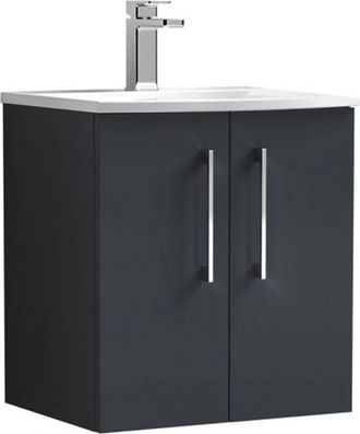 Nuie Nuie - Arno Wall Hung 2-Door Vanity Unit with Basin-4 500mm Wide - Satin Anthracite