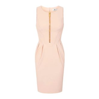 Elisabetta Franchi Technische Stoffen Midi Jurk - Dames - Jurken - Roze - Maat: M