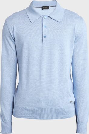 Brioni Men & apos;s Cashmere-Silk Polo Sweater