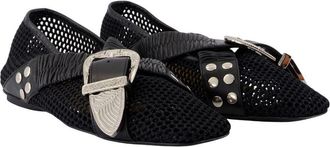 Toga Archives Womens Mesh And Leather Flat Black