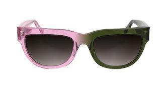 Calvin Klein JEANS Womens Sunglasses CKJ25600S - Pink To Khaki with Gradient Brown Lens