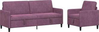 vidaXL Juego De Sof&aacute;s Con Almacenamiento 2 Uds. Morado Poli&eacute;ster Vidaxl