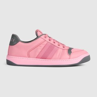 Gucci Womens Screener Sneaker, Pink, Nylon