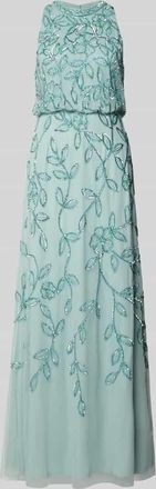 Adrianna Papell Abendkleid mit Rundhalsausschnitt in Hellblau, Gr&ouml;&szlig;e 34