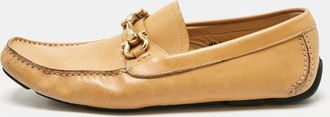 Ferragamo Tan Leather Parigi Gancini Driver Loafers