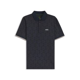 BOSS Active Slim-fit polo shirt with embossed tennis-ball pattern