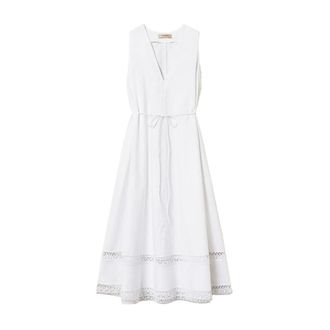 Twinset Midi jurk - Dames - Casual kleedjes - Wit - M - Kleedjes