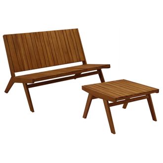 Miliboo Miliboo - Conjunto De Jard&iacute;n Banco De 2 Plazas Y Mesa De Centro De Madera Maciza Tidak