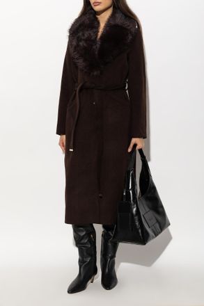 Michael Michael Kors Fur-trimmed Coat, Womens, Brown