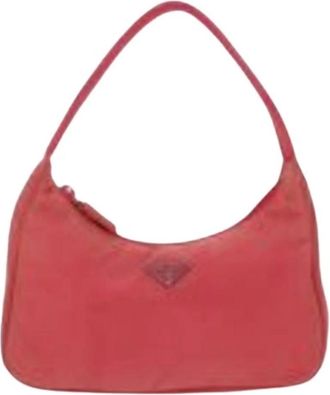 Prada Pre-owned Shoulder Bags, female, Pink, Size: ONE SIZE Pre-owned Nylon Shoulder Bag