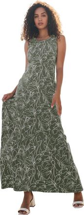 Jessica London Stretch Cotton Tank Maxi Dress in Olive Green Orchid at Nordstrom, Size 28