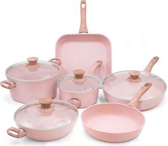 Bisetti Battery 10 pcs. Stonerose natural pink wood design handles