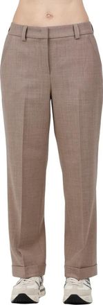 Via Masini 80 Pantalone chino in gabardina di poli-lana bistretch - Dames - Straight fit broeken - Bruin - XL - Wol - Broeken