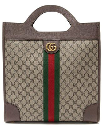 Gucci Brown Gg Supreme Canvas Ophidia Open Handle Tote (Authentic Pre-Loved)