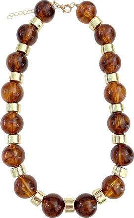Gemelli Womens Sorrento Beaded Statement Necklace In Tortoise