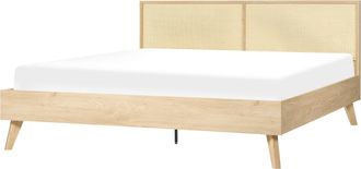 Beliani Cama Con Somier Madera Clara 180 X 200 Cm Cabecero Monpazier