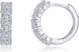 Lafonn Clara Pav&eacute; Simulated Diamond Huggie Hoop Earrings in Silver at Nordstrom