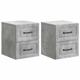 vidaXL Mesita De Noche De Pared 2 Pcs Gris Hormig&oacute;n 34,5 X 33 X 40 Cm Vidaxl