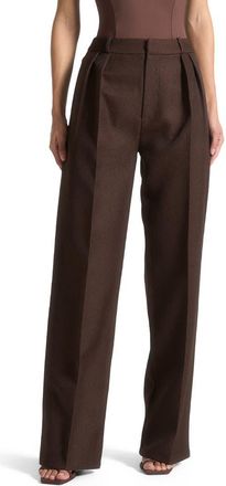 Mani&egrave;re De Voir Julie Tailored Twin Pleat Trousers in Brown at Nordstrom, Size 10