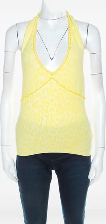 Blumarine Cropped top met halternek en kralen - Geel