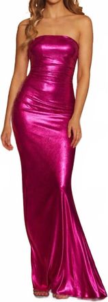 Sherri Hill Strapless Maxi Gown In Fuchsia
