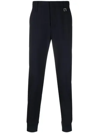 Wooyoungmi logo-plaque tailored trousers - men - Wool/Polyester/Spandex/Elastane - 46 - Blue
