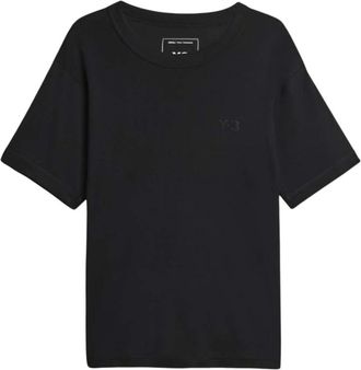 Yohji Yamamoto Slim T-shirt met korte mouwen - Dames - T-shirts - Zwart - S - Katoen - Tops
