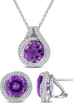 Delmar Amethyst & White Topaz Earrings & Necklace Set in Purple at Nordstrom Rack