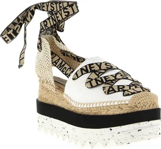 Stella McCartney Logo-Strap Canvas Espadrille Sandal - White