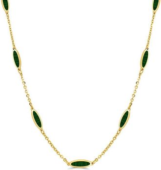Italian Gold, Inc 14K Malachite Bar Layered Necklace