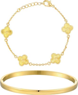 Adornia Clover Set of 2 14k Gold Plate Bracelets at Nordstrom Rack